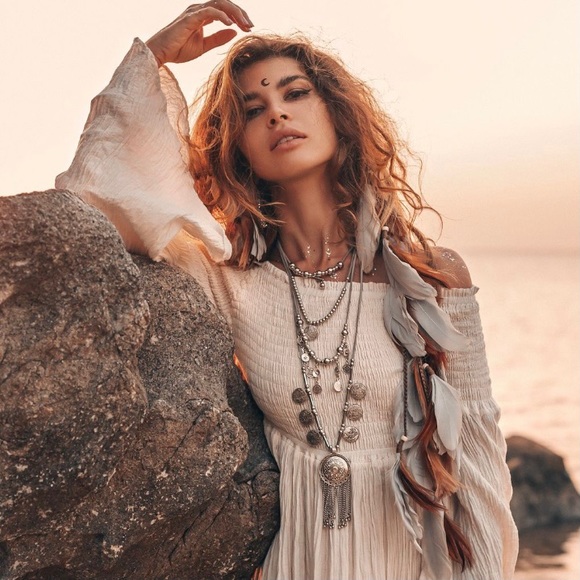 Lucia Off-Shoulder Boho Wedding Festive Maxi Dress - Picture 7 of 9